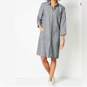 J.Jill shirt dress Love Linen Striped Button-Up Dress